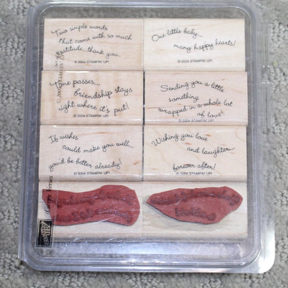 RETIRED Stampin' Up Set of 8 Curvy Verses Stamps - Mounted EUC! Some NEW
